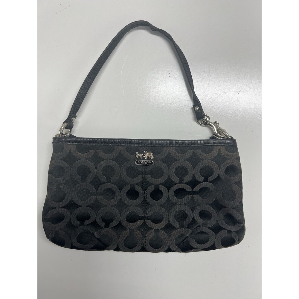 Coach Madison Horse & Carriage Pleated Op Art Wristlet Clutch — Black